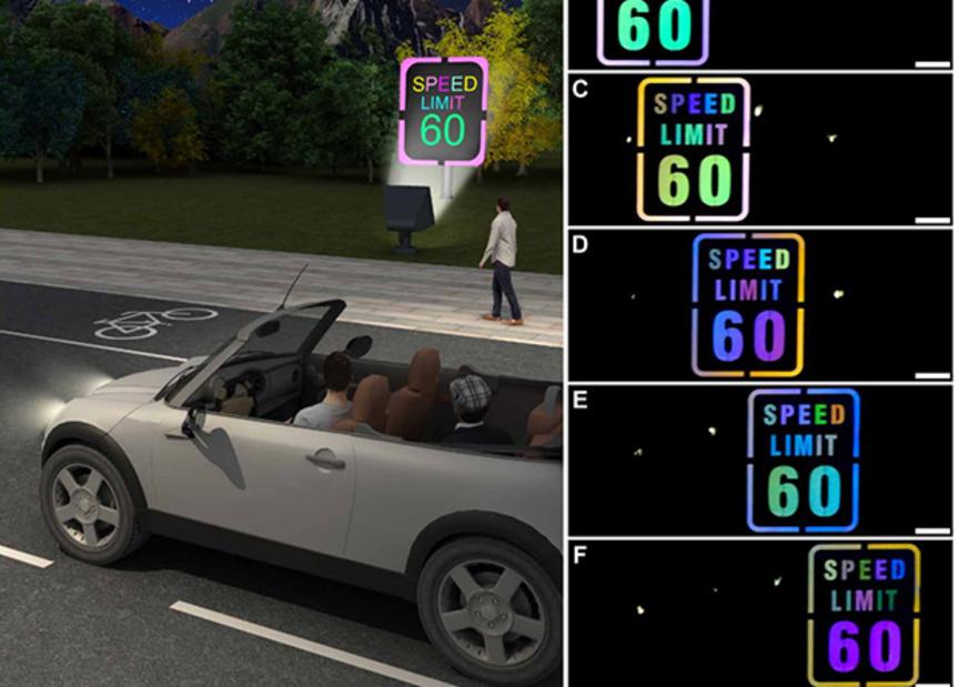 Un paso más al futuro y a la mejora de la seguridad vial: las señales de tráfico que cambian de color por la noche